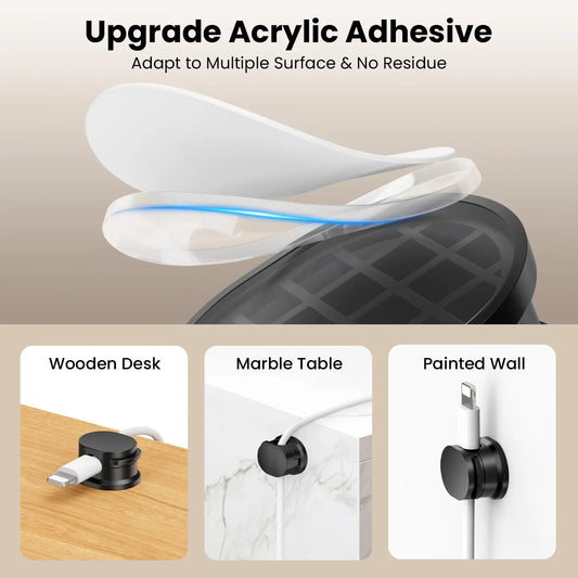 Magnetic Cord Organizer 12 Pack - Adhesive Cable Management Holder for USB Chargers on Bedside Tables Walls & Cars - Versatile & Easy to Use