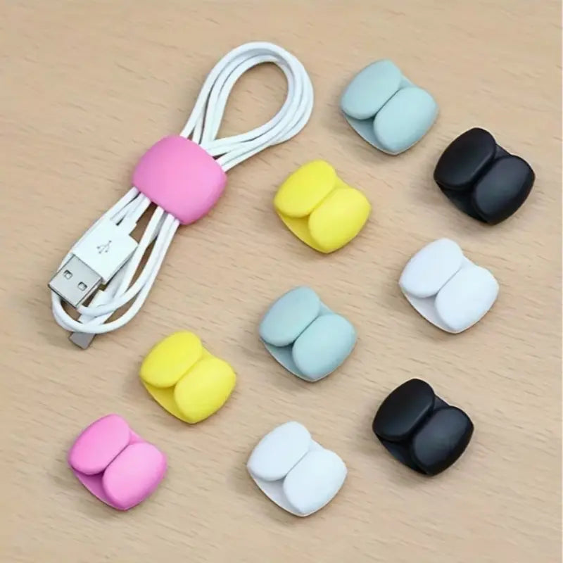 10-Pack Multi-Functional Cable Organizers, Durable Plastic Anti-Tangle Storage Solution, Ideal for Charging Cables and Earphone Wires