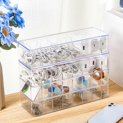 Tatuo Cord Organizer Box with Lid, Clear, 4 Pack