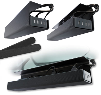 Scanfield Under Desk Cable Management Tray, No-Screw, 17-Inch, 2-Pack Black