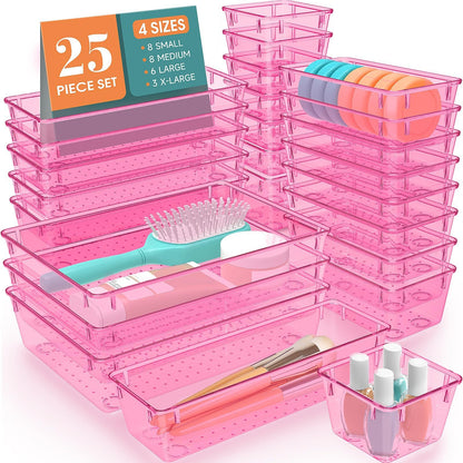 25 PCS Plastic Drawer Organizer, Versatile Organizer Trays & storage Bins