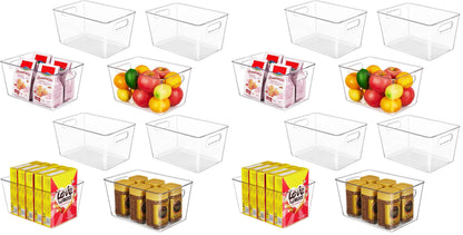 YIHONG 6 Pack Clear Storage Bins, Pantry Organizer Bins with Handle, Large