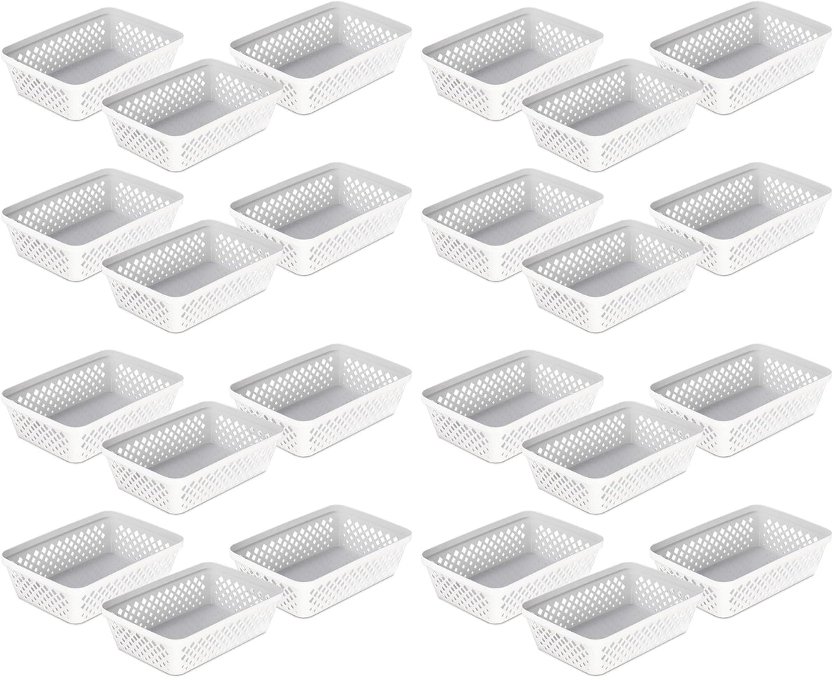 Glad Plastic Storage Basket Set - Multipurpose Drawer Trays, Kitchen Pantry Containers, and Bathroom Bins - 3 Pack Large Organizers, Grey