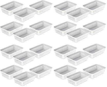 Glad Plastic Storage Basket Set - Multipurpose Drawer Trays, Kitchen Pantry Containers, and Bathroom Bins - 3 Pack Large Organizers, Grey