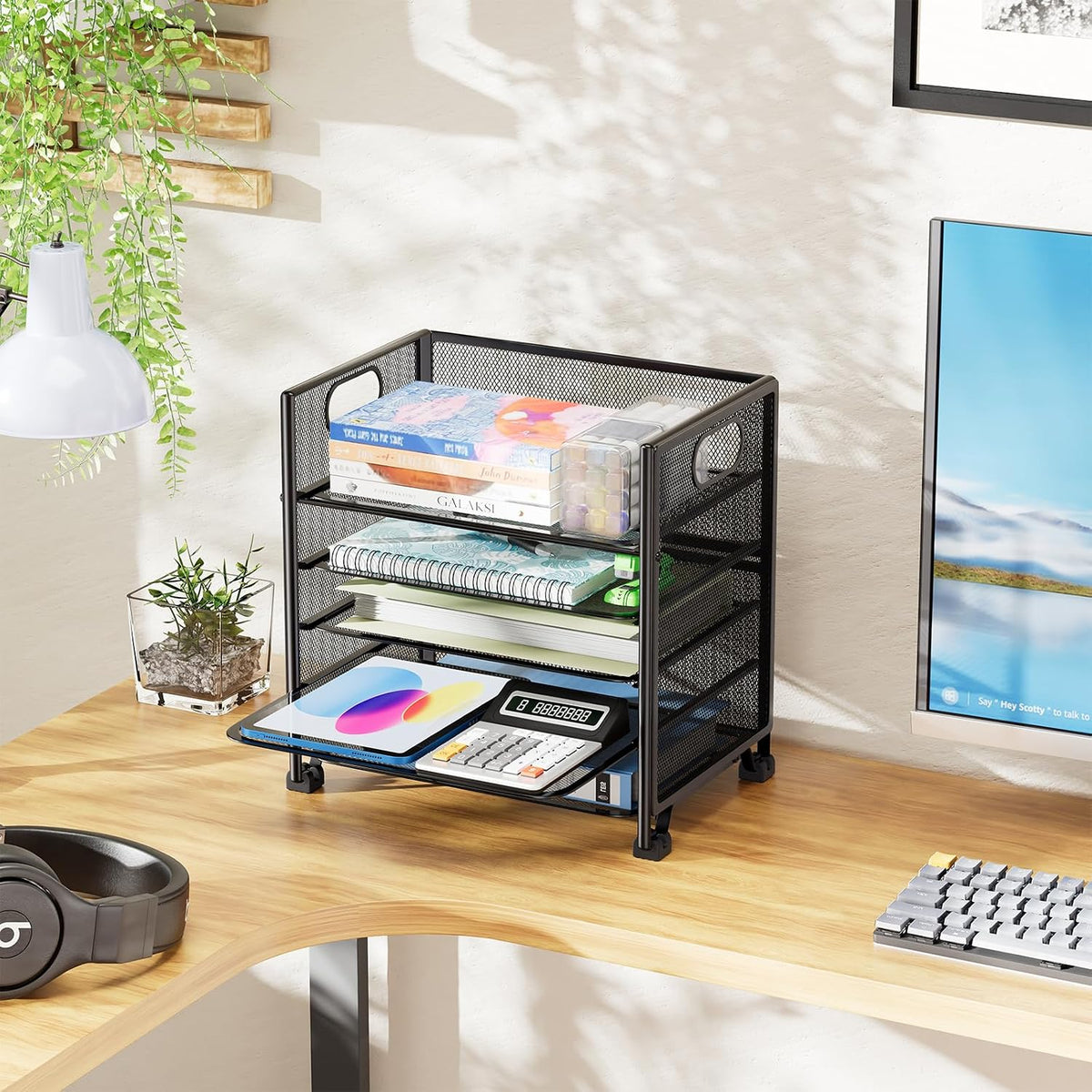 Simple Trending 5-Tier Paper Tray Organizer, File Organizer for Desk, Black