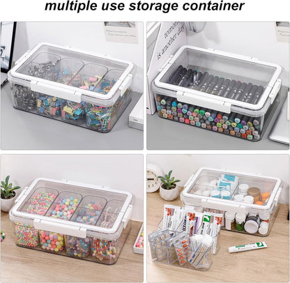 Large Cable Storage Box with Lid and Handle, Clear