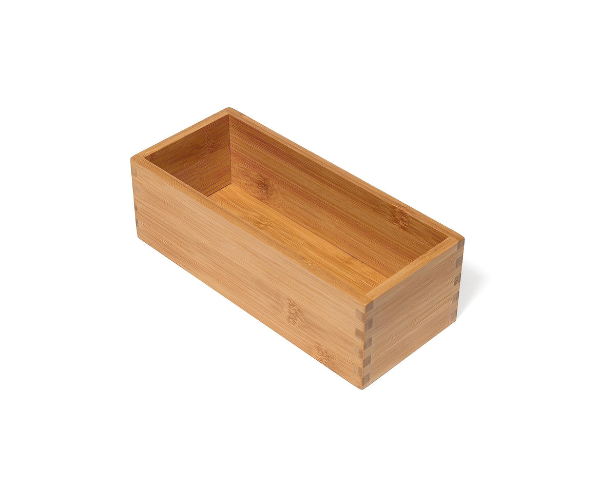 Lipper International Bamboo Utensil Holder Storage Box for Cooking Tools, Makeup, or Office Supplies, 5" x 12" x 3"