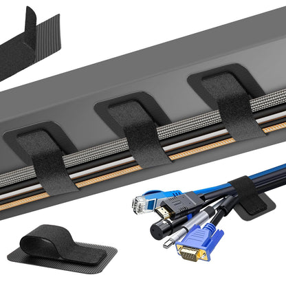 Cable Management Under Desk, Enhanced up to 15 Cord Organizer 20 Pair-Black