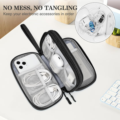 FYY Electronic Organizer, Travel Tech Pouch Bag, Cable Organizer Black