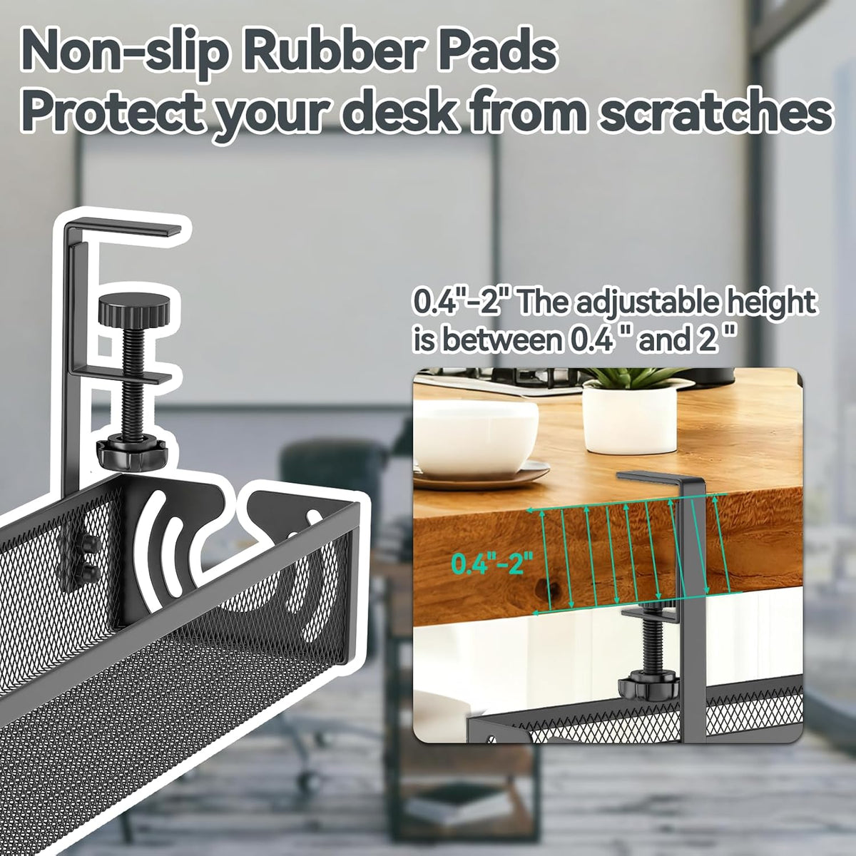 Cable Management, 25.3'' Under Desk Cable Management Tray No Drill