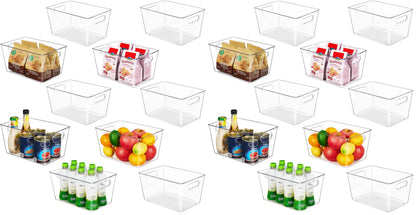 YIHONG 6 Pack Clear Storage Bins, Pantry Organizer Bins with Handle, Large