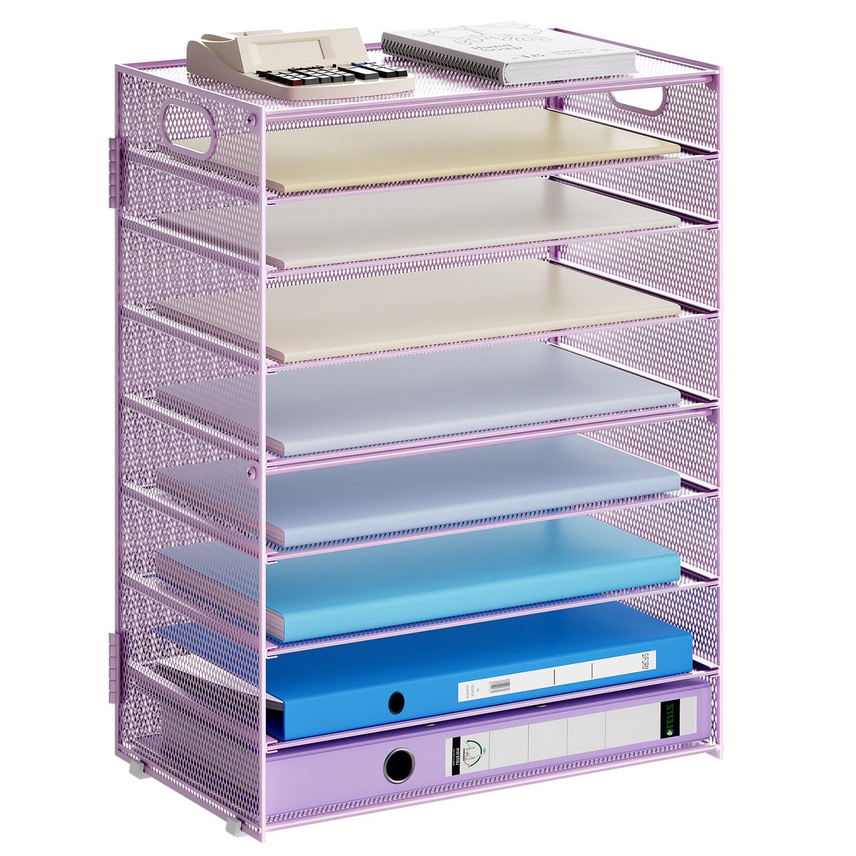 Marbrasse 6 Tier Paper Organizer Letter Tray - Mesh Desk File Organizer with Handle, Paper Sorter Organizer for Letter/A4 Office File Folder Holder - Black