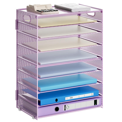Marbrasse 6 Tier Paper Organizer Letter Tray - Mesh Desk File Organizer with Handle, Paper Sorter Organizer for Letter/A4 Office File Folder Holder - Black