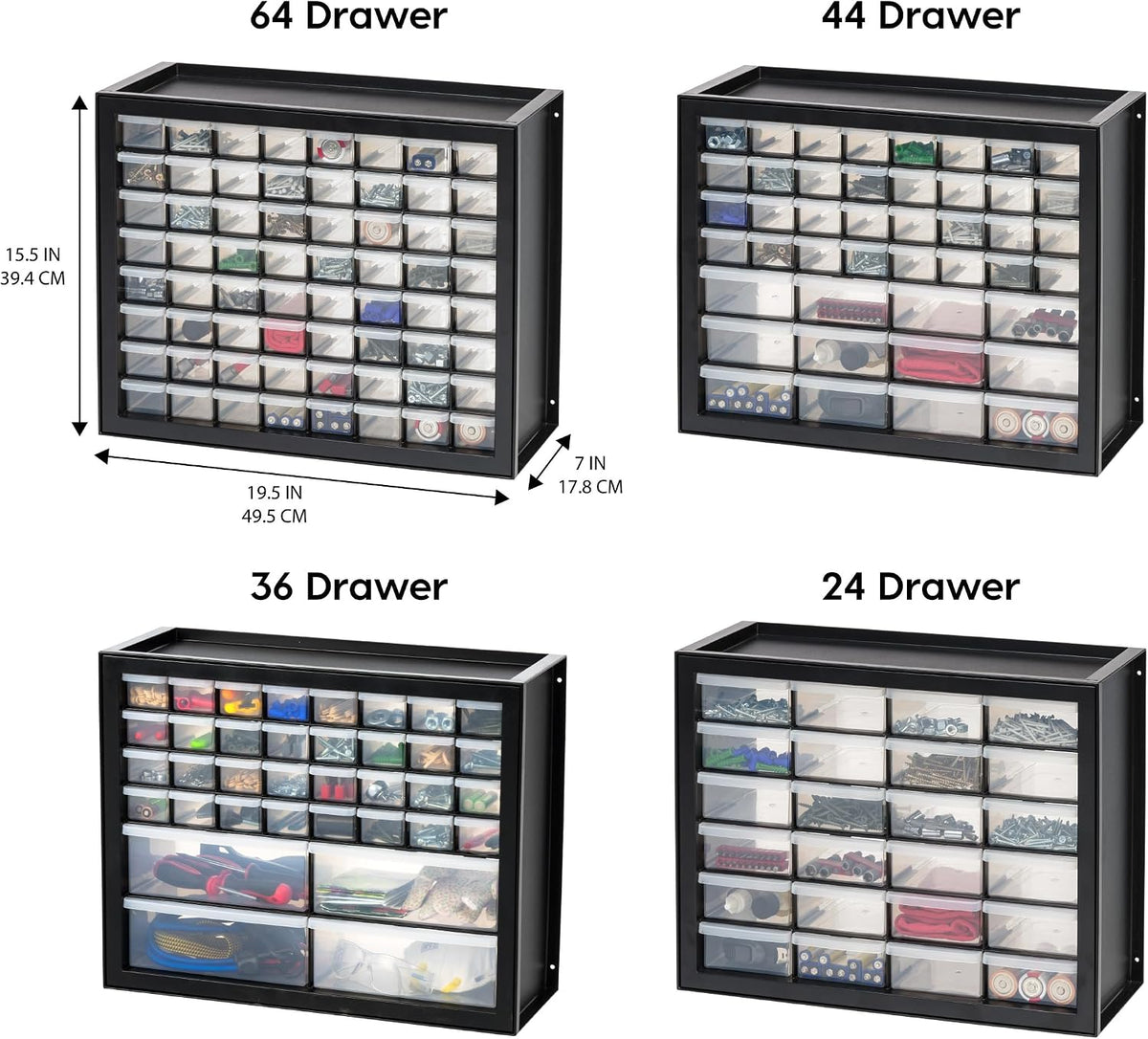 IRIS USA 44-Drawer Small Parts Storage Cabinet, Crafts, Made in USA, Black