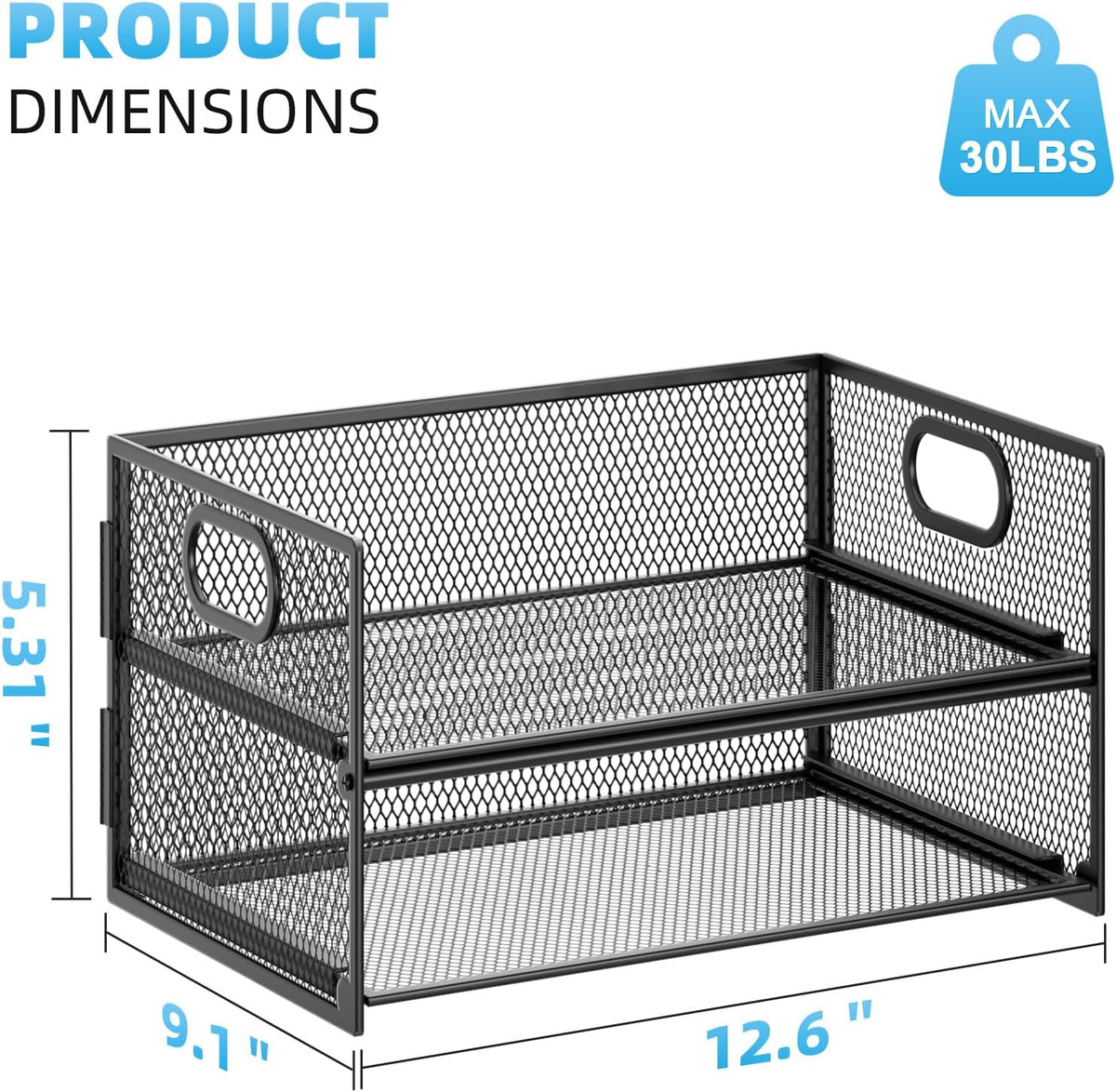 Marbrasse 2 Tier Paper Organizer Letter Tray, Mesh File Organizer with Handle, Paper Sorter Desk Organizer for Home Office Supplies - Black