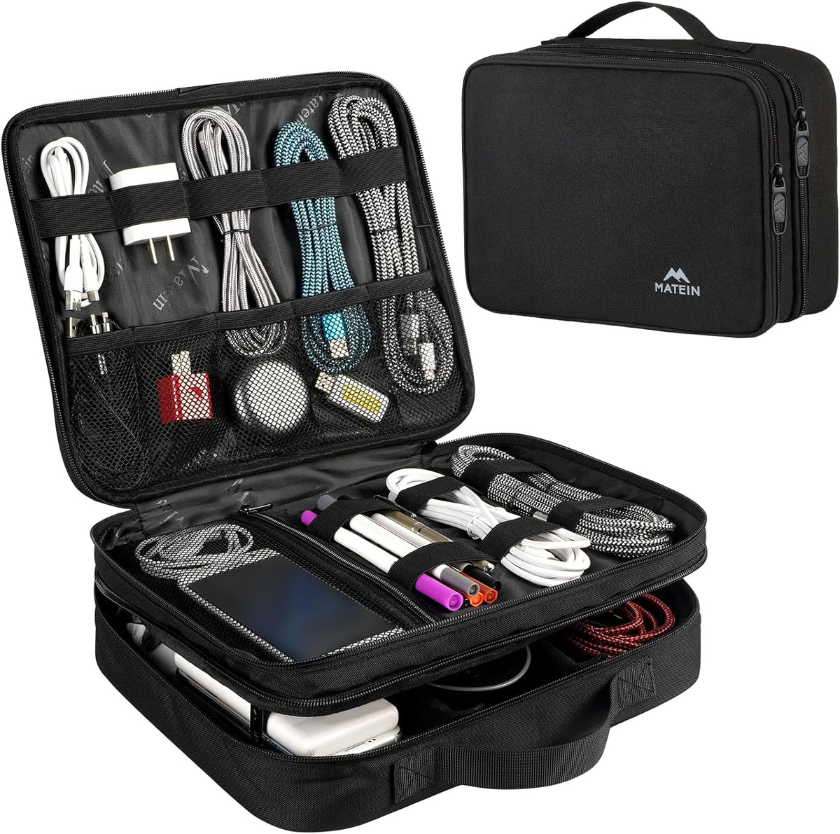 MATEIN Electronics Organizer Travel Case, Cable Organizer Bag, Black