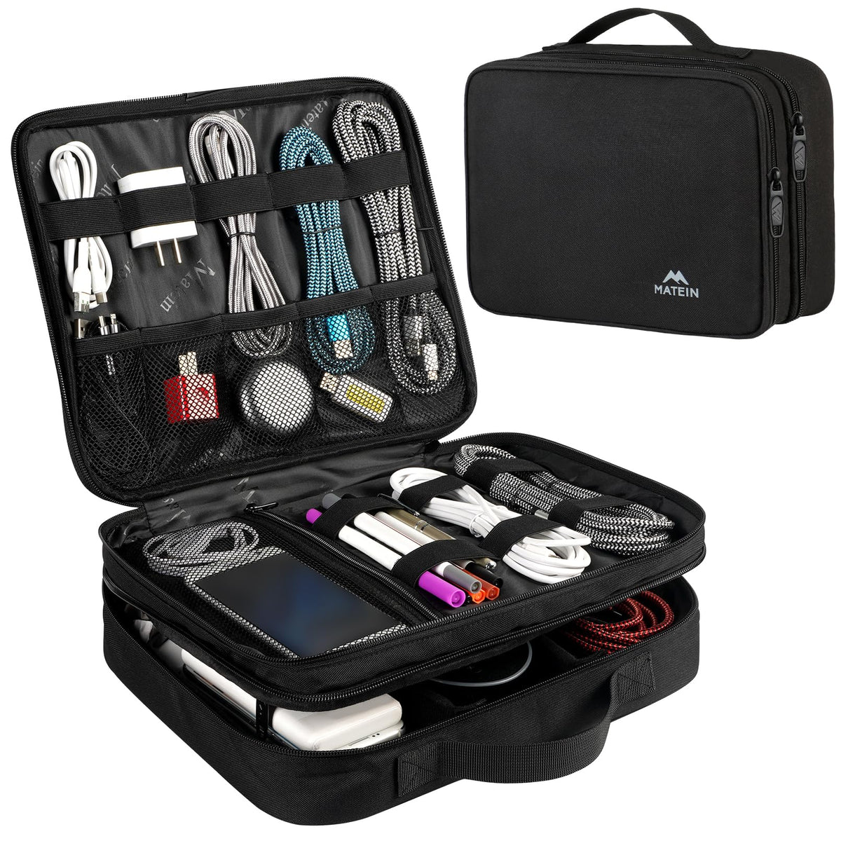MATEIN Electronics Organizer Travel Case, Cable Organizer Bag, Black