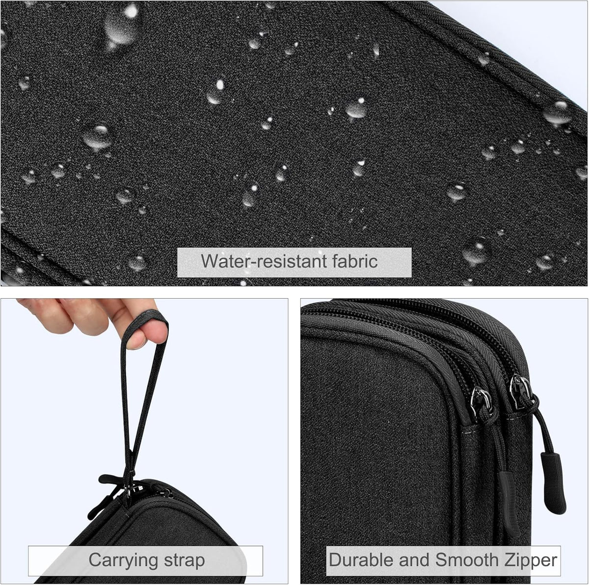 FYY Electronic Organizer, Travel Tech Pouch Bag, Cable Organizer Black