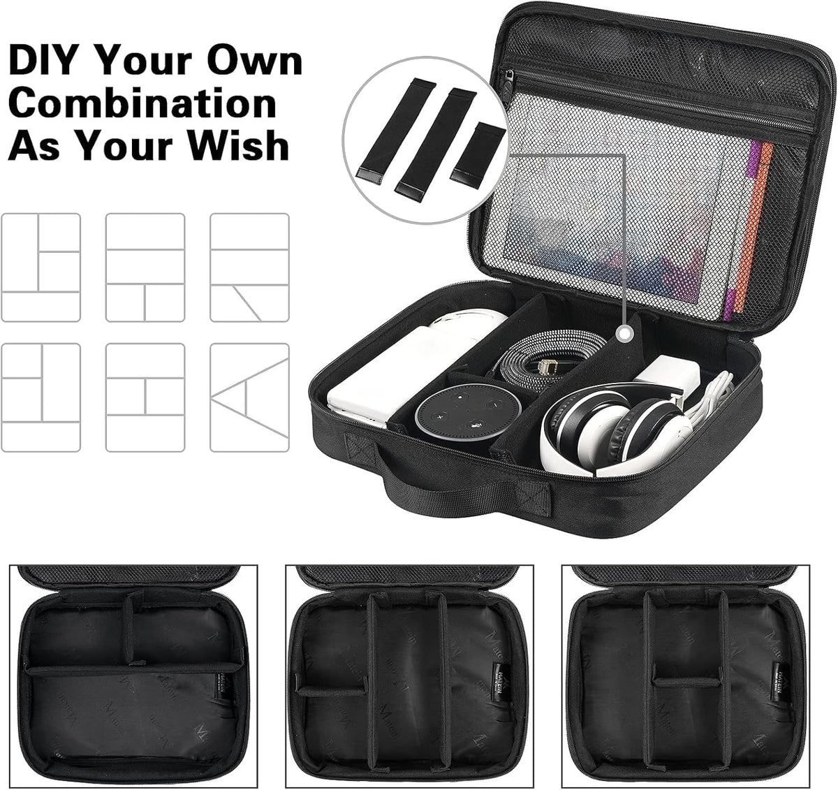 MATEIN Electronics Organizer Travel Case, Cable Organizer Bag, Black