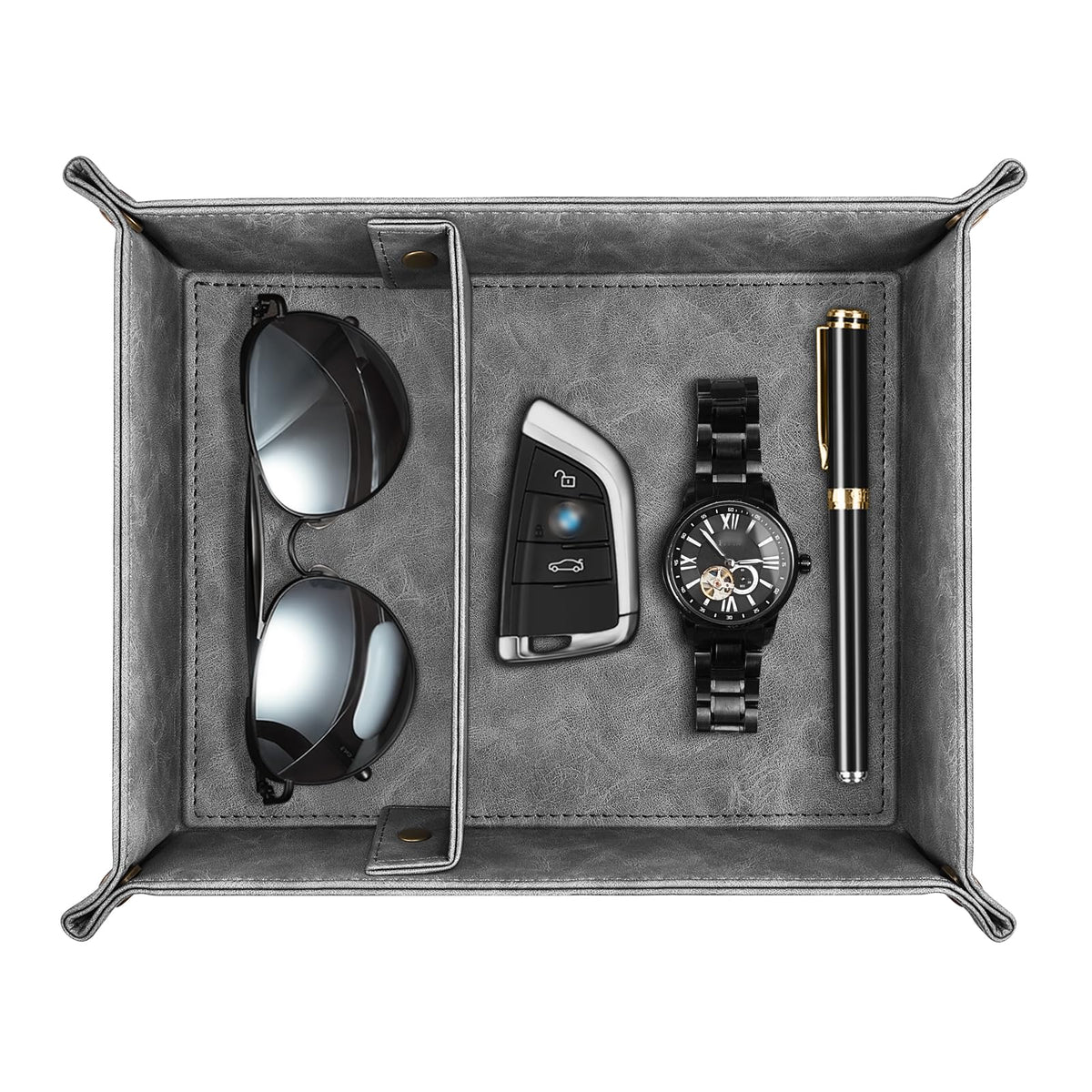 SITHON Valet Tray Desktop Storage Organizer with 2 Compartments