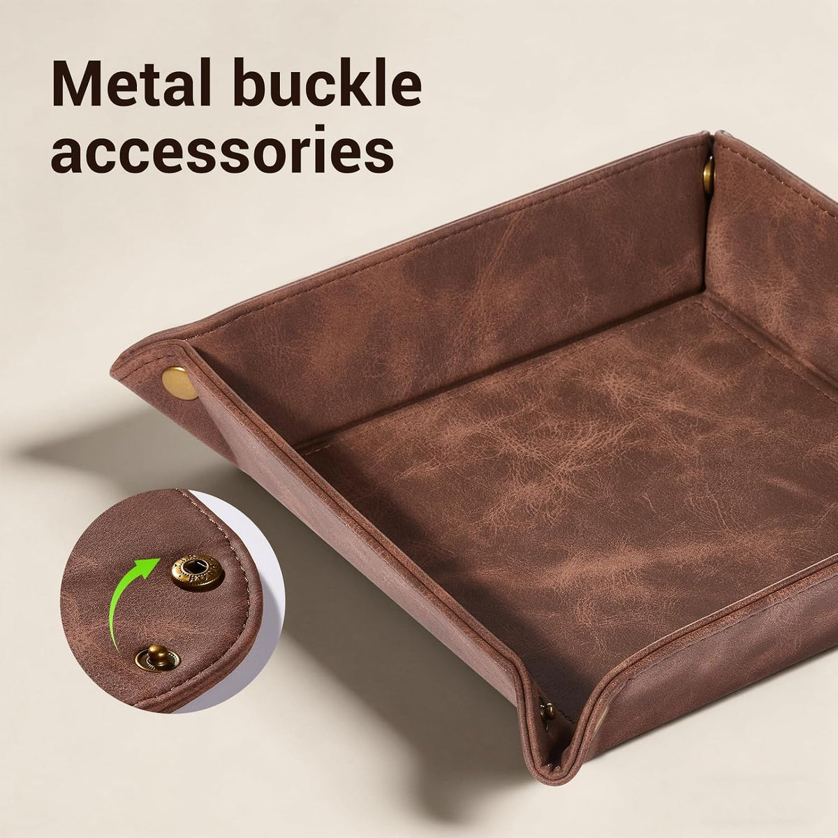 CoBak Leather Valet Tray, PU Leather Catch All Tray for Entryway,Brown