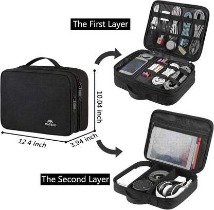 MATEIN Electronics Organizer Travel Case, Cable Organizer Bag, Black