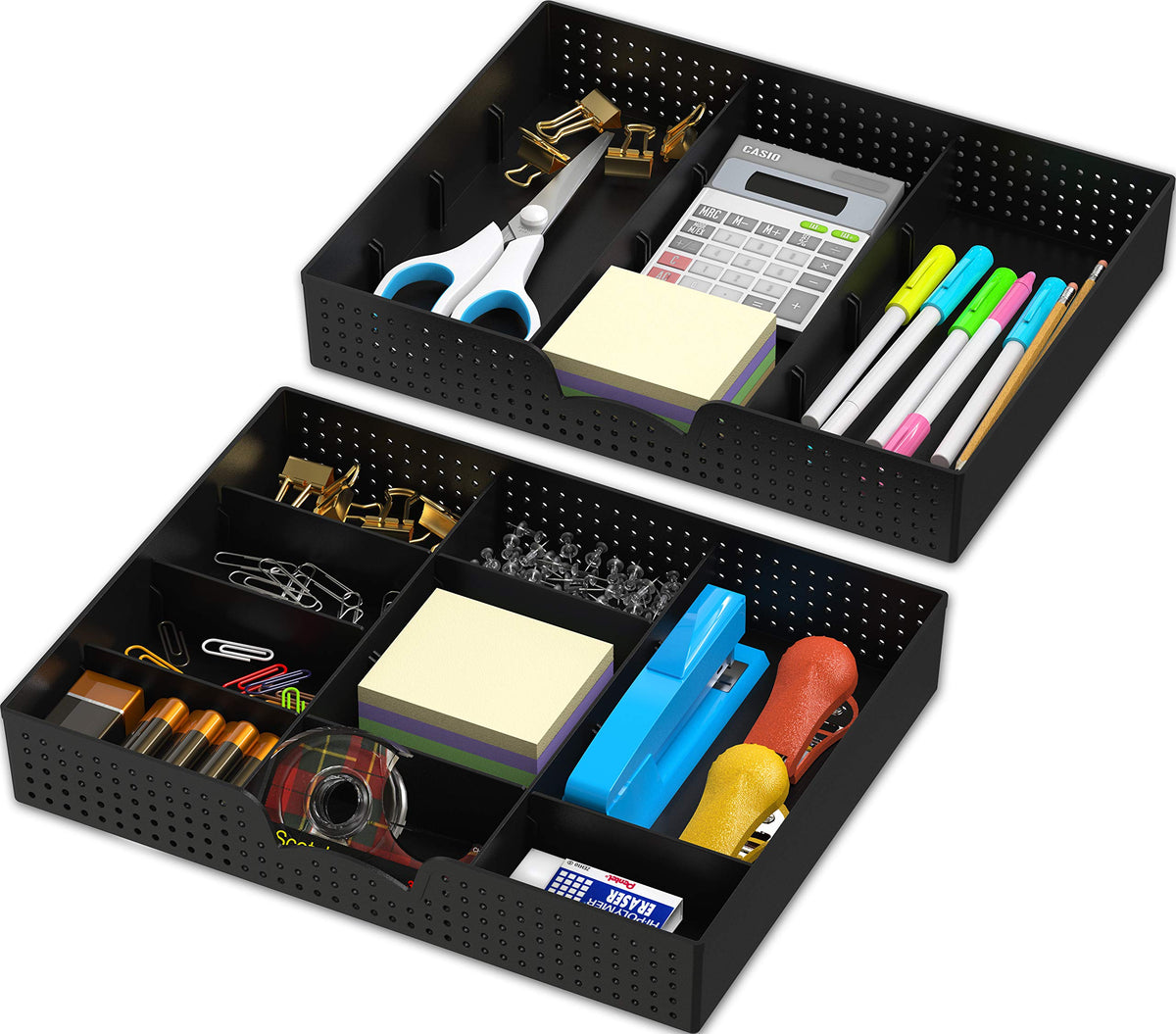 Simple Houseware Drawer Organizer Tray, 9 Adjustable Compartments, Clear