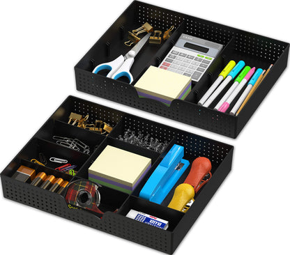 Simple Houseware Drawer Organizer Tray, 9 Adjustable Compartments, Clear