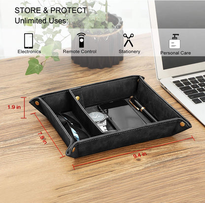 SITHON Valet Tray Desktop Storage Organizer with 2 Compartments