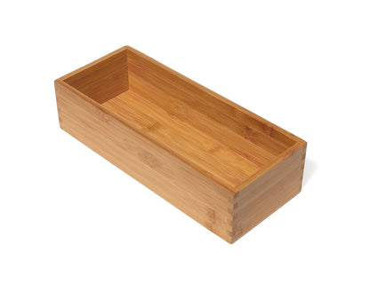 Lipper International Bamboo Utensil Holder Storage Box for Cooking Tools, Makeup, or Office Supplies, 5" x 12" x 3"