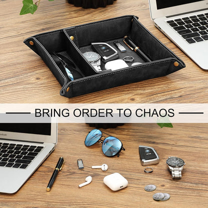 SITHON Valet Tray Desktop Storage Organizer with 2 Compartments