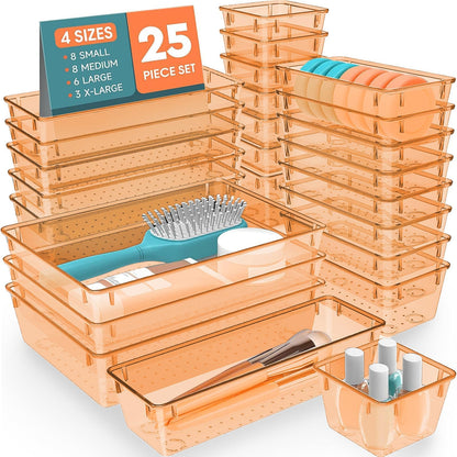 25 PCS Plastic Drawer Organizer, Versatile Organizer Trays & storage Bins