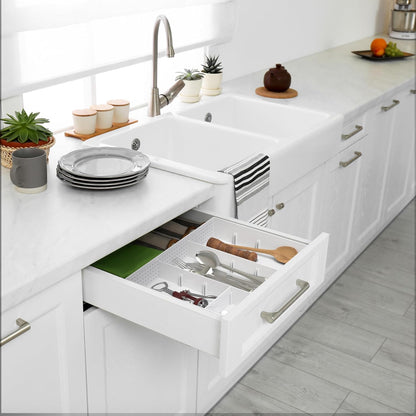 Simple Houseware Drawer Organizer Tray, 9 Adjustable Compartments, White