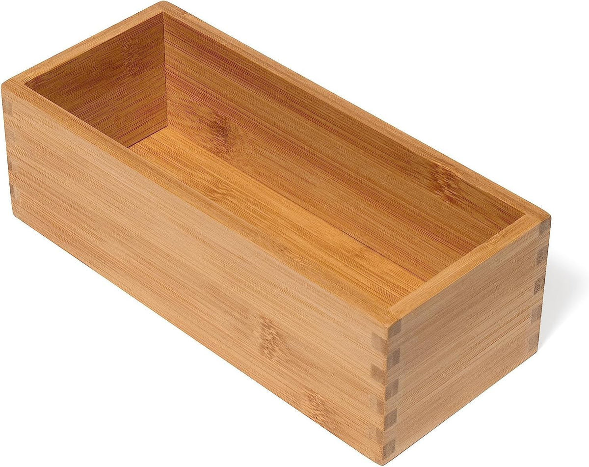 Lipper International Bamboo Utensil Holder Storage Box for Cooking Tools, Makeup, or Office Supplies, 5" x 12" x 3"