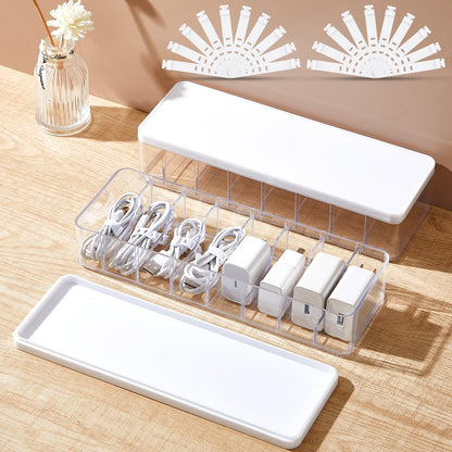 Tatuo Cord Organizer Box with Lid, Clear, 2 Pack