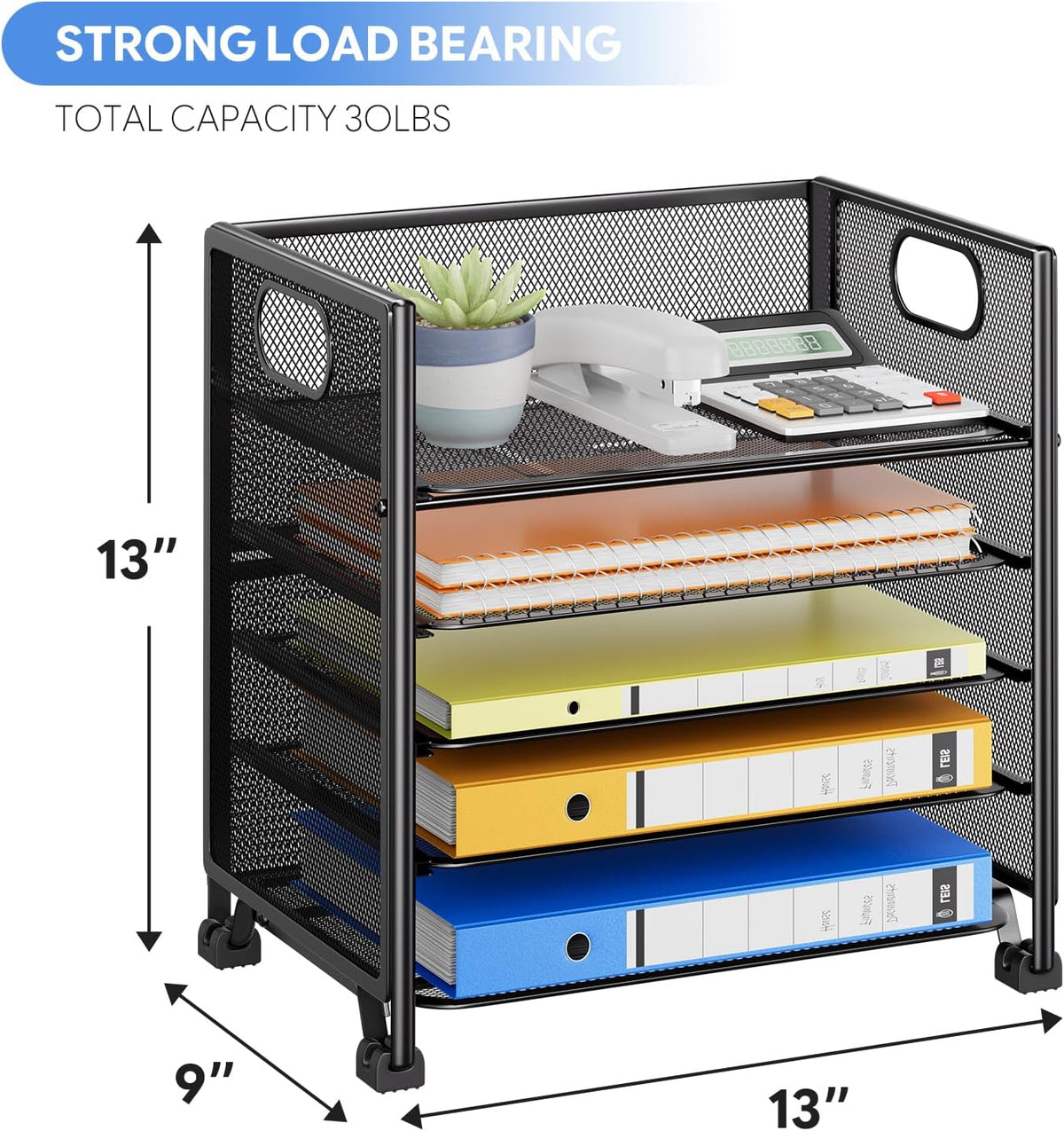 Simple Trending 5-Tier Paper Tray Organizer, File Organizer for Desk, Black