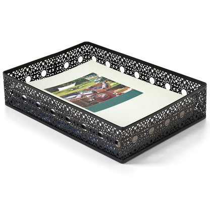 Desk Paper Tray Organizer, Metal Mesh Storage Basket for Office Home