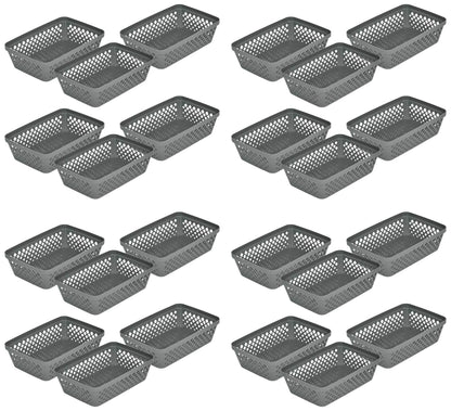 Glad Plastic Storage Basket Set - Multipurpose Drawer Trays, Kitchen Pantry Containers, and Bathroom Bins - 3 Pack Large Organizers, Grey
