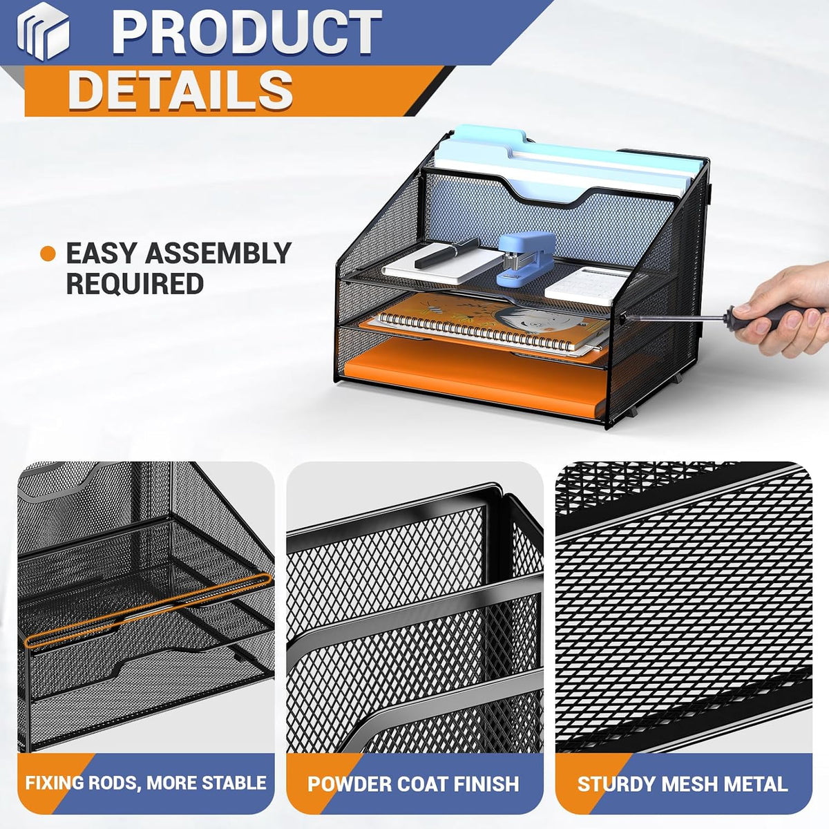 GAWERK Desk File Organizer Paper Letter Tray File Holder Office Rack, Black