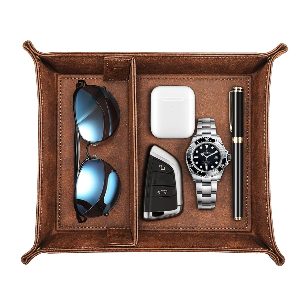 SITHON Valet Tray Desktop Storage Organizer with 2 Compartments