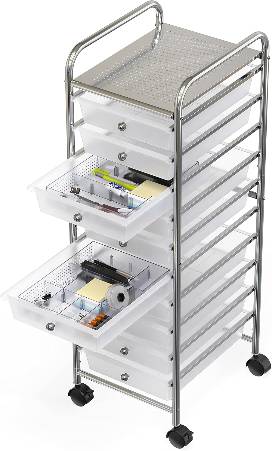 Simple Houseware Drawer Organizer Tray, 9 Adjustable Compartments, Clear