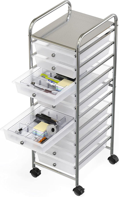 Simple Houseware Drawer Organizer Tray, 9 Adjustable Compartments, Clear