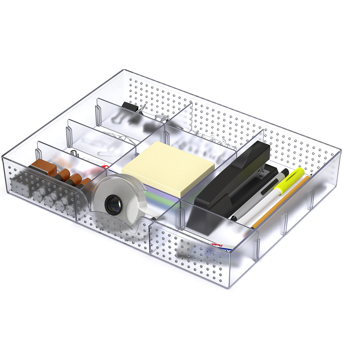 Simple Houseware Drawer Organizer Tray, 9 Adjustable Compartments, Clear