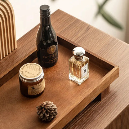 Handmade Solid Acacia Wood Vanity Tray - Handmade Detail, Rustic Grain Look, Solid Wood Travel Tidy, Durable Modern Home Decor Bathroom Gadget for Shampoo, Cosmetics, Travel Toiletries (Home Use)