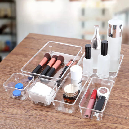 SMARTAKE Drawer Organizer, with Non-Slip Silicone Pads, Clear Drawer Organizer Trays Storage Tray