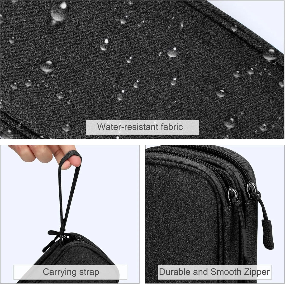 Travel Cable Organizer Pouch, 2026 New Portable Waterproof Double Layers Storage Bag for Cable, Cord, Charger, Phone, Earphone, Medium, with Removable Card Slots for USB Adapter