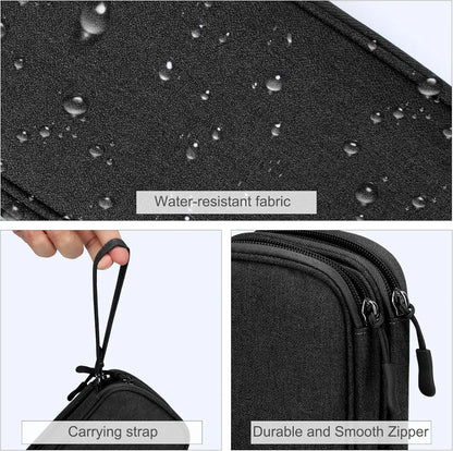 Travel Cable Organizer Pouch, 2026 New Portable Waterproof Double Layers Storage Bag for Cable, Cord, Charger, Phone, Earphone, Medium, with Removable Card Slots for USB Adapter
