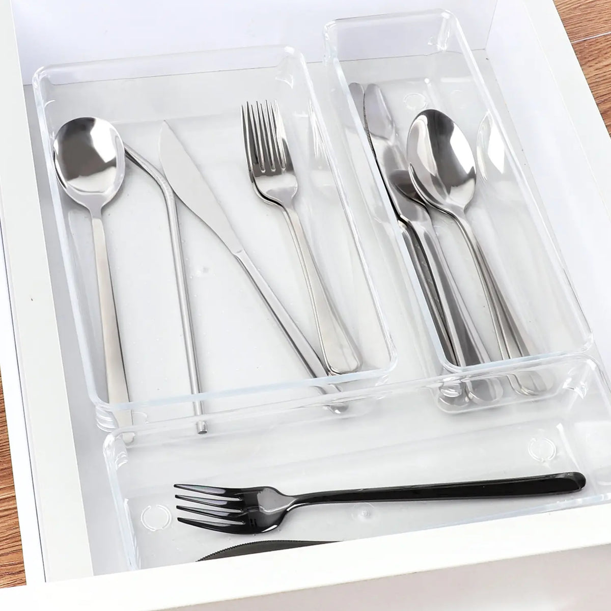 SMARTAKE Drawer Organizer, with Non-Slip Silicone Pads, Clear Drawer Organizer Trays Storage Tray