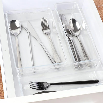 SMARTAKE Drawer Organizer, with Non-Slip Silicone Pads, Clear Drawer Organizer Trays Storage Tray