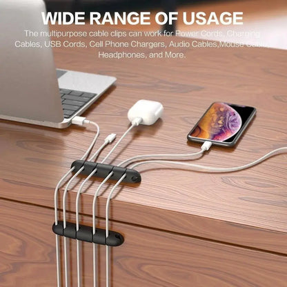 Reusable Silicone Cable Holder, Anti-Slip Detachable Cord Organizer for Desk, Charger Wrap, Office Home Tangle-Free Storage Solution, Dorm Car Multi-Scenario Use.